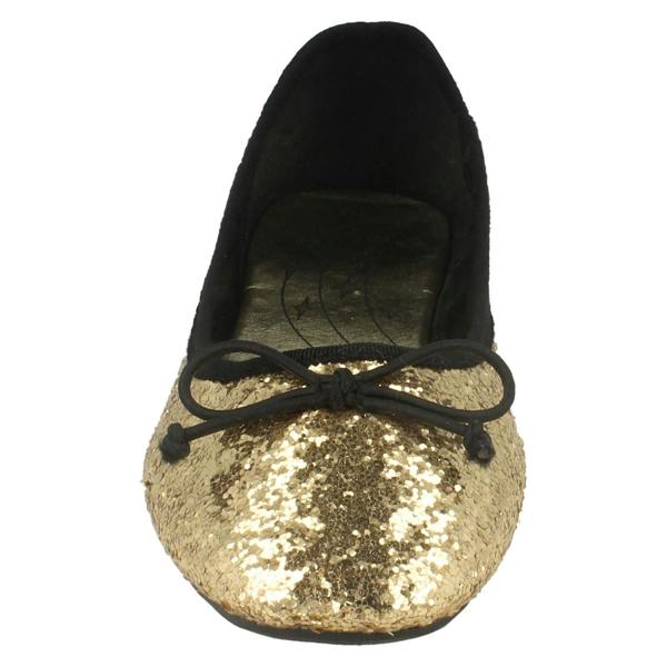 Ladies Star Flat Glitter Ballerina Shoe F8894
