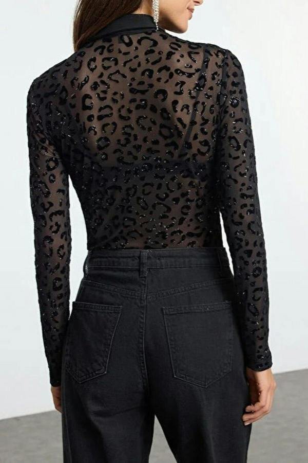 WOVCOR Tulle Knit Bodysuit