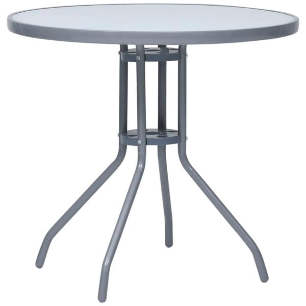 Berkfield Garden Table Light Grey 80 cm Steel and Glass