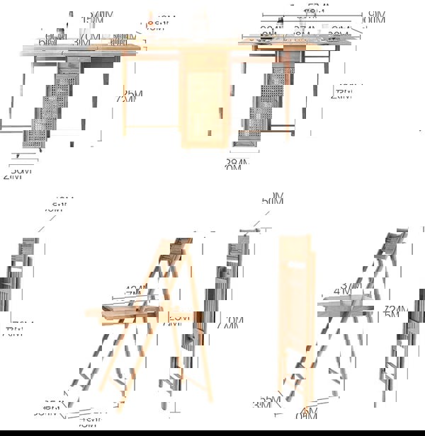 Nydia Foldable Dining Table Set With Storage, Rattan, Solid Wood with square extendable dining table