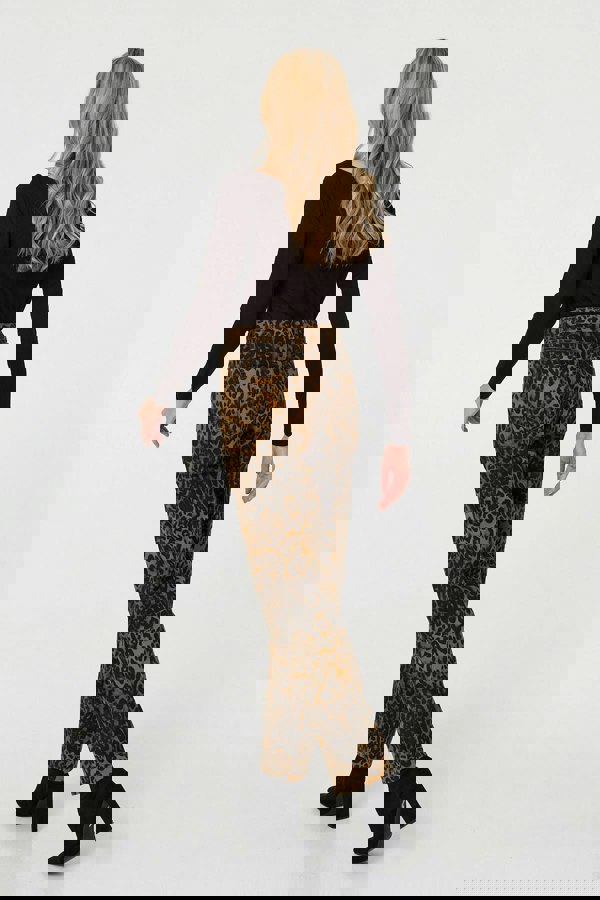 Brown | Animal Print High Waist Wide Leg Jeans
