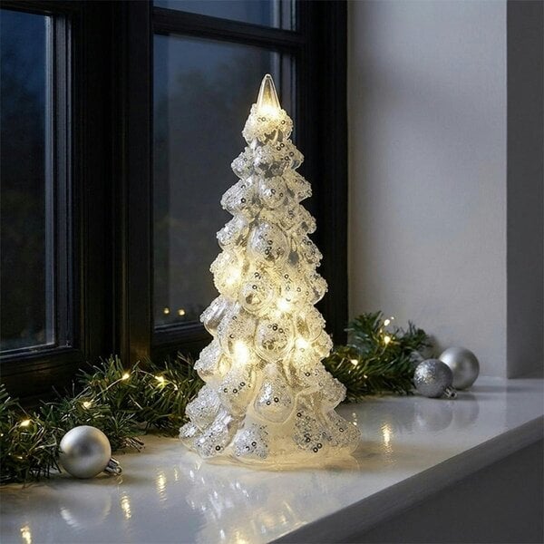 Garden Greatness Decorative Light Up Glass Silver Tree