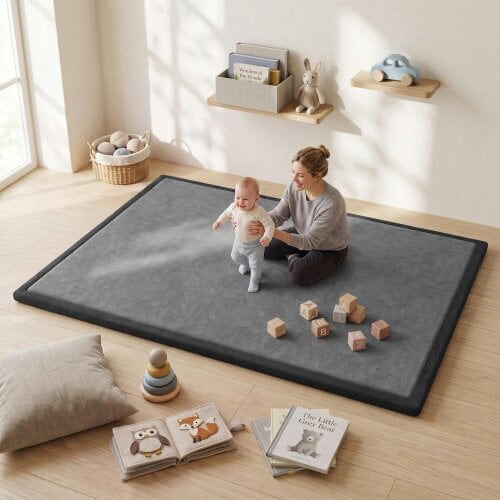 AIYAPLAY Baby Play Mat, 3CM Thick Foam Playmat Rug, 180 x 150 cm, Dark Grey