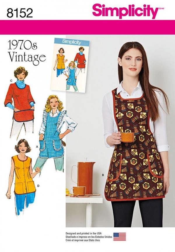 Simplicity Sewing Pattern 8152, Aprons, Vintage Style for Women, A (XS-S-M-L) - Easy