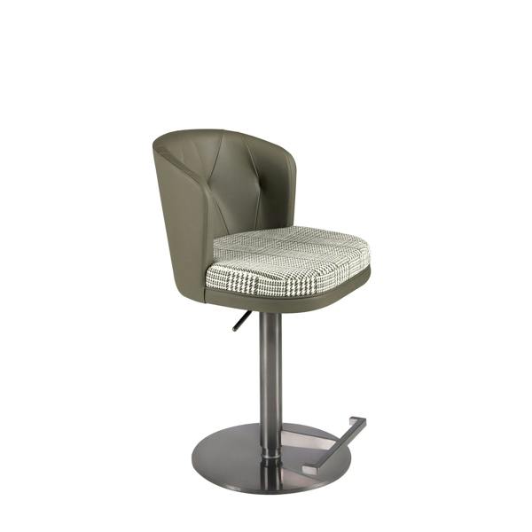 Angel Cerdá Swivel Stool in Dark Green and White Fabric and Olive Green Leatherette 4228