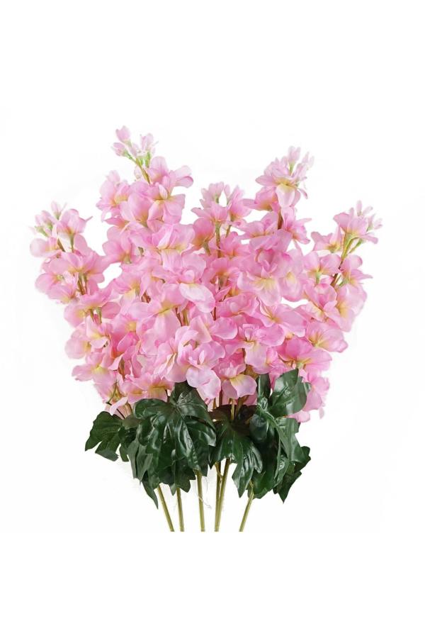Dyzi Pack of 6 Pink Delphinium Stems with Silk Petals