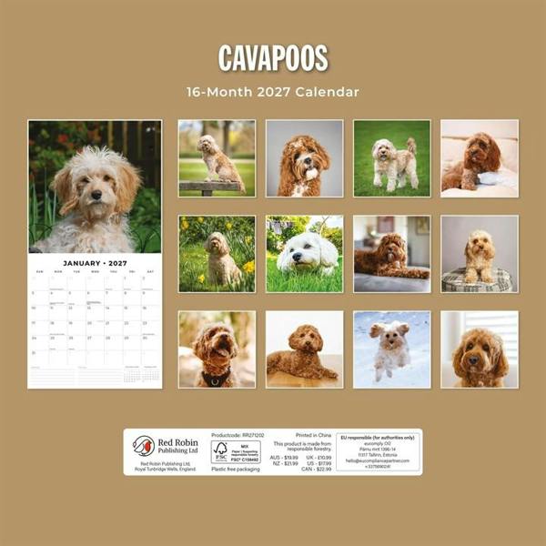 Cavapoos Calendar 2027, Wall Calendars, Month To View, Dogs, Gift