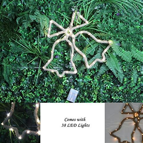 35cm Twin Bells LED Hemp Rope Light Christmas Decoration, Warm White Battery Operated Wall and Garden Display image 6