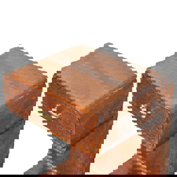 Artisan Furniture Solid Wood Chestnut T-Bar Rounded Bedside Table