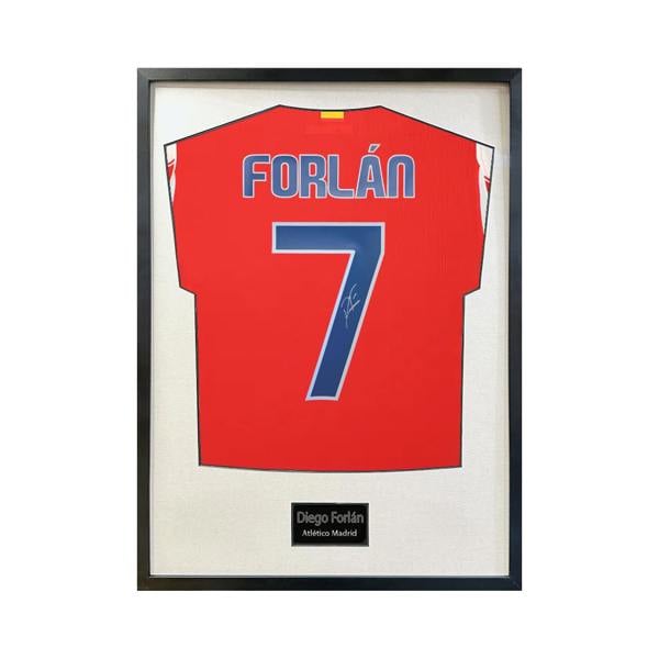 Diego Forlan Signed Atlético Madrid Shirt Standard Frame