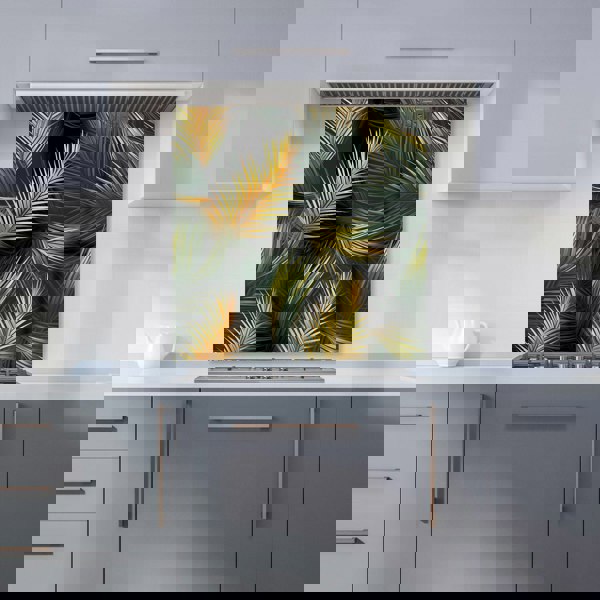 Warren Reed - Designer Golden Palm Leaves Kitchen Splashback