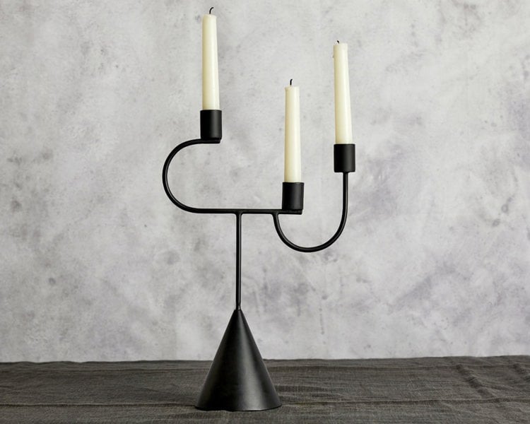 What a Host Home Black Minimal Candle Holder Candelabra for 3 dinner candles