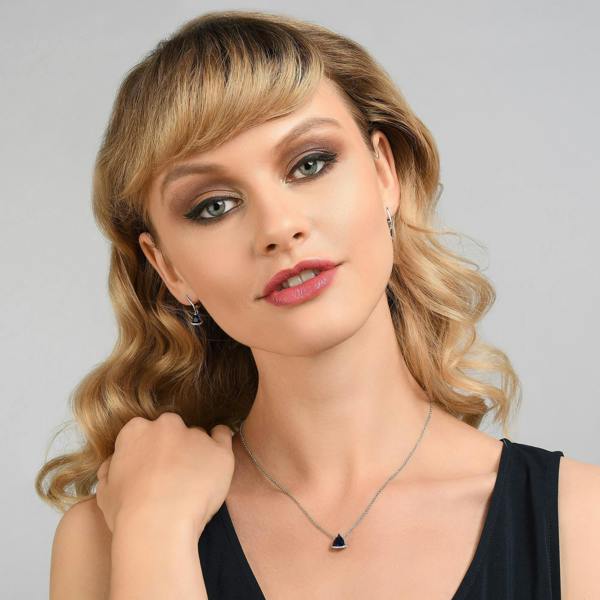 Triangle Blue Drop Earrings for Women - namana.london