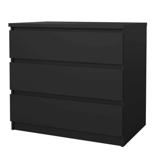 Wyld Haus Budapest Matt Black Wooden Chest 3 Drawers