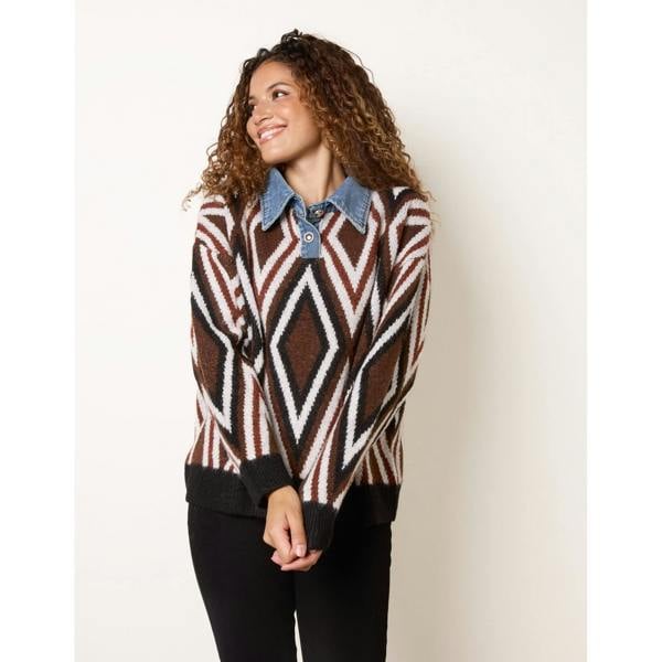 Blue Vanilla Diamond Jumper With Denim Collar