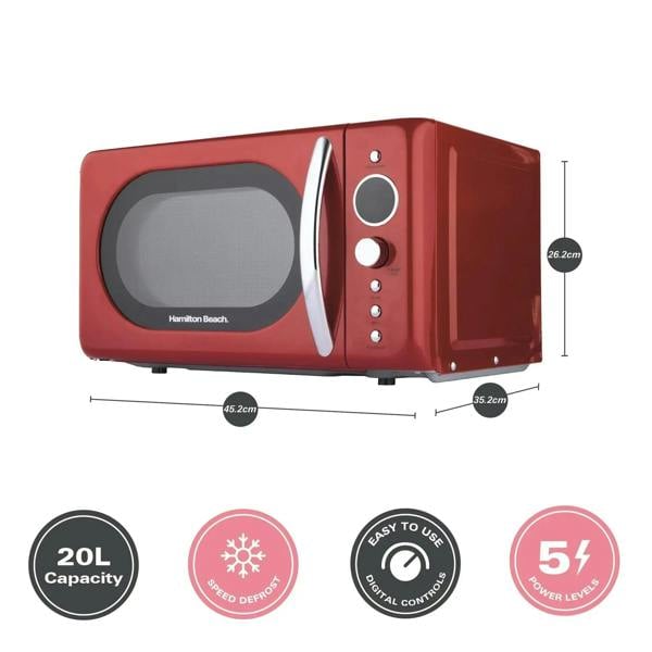 Hamilton Beach 20L Retro Red Microwave - Hamilton Beach UK