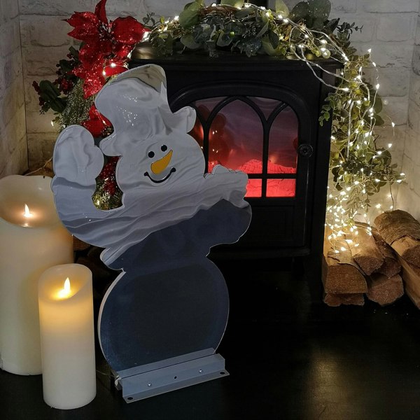 Samuel Alexander 56cm Infinity Light up Standing Snowman Christmas Decoration with Multi-Coloured LEDs on Metal Base