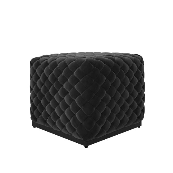 Wyld Haus Parker Small Black Diamond Tufted Square Pouffe