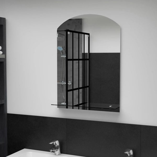 Berkfield Wall Mirror with Shelf 50x70 cm Tempered Glass