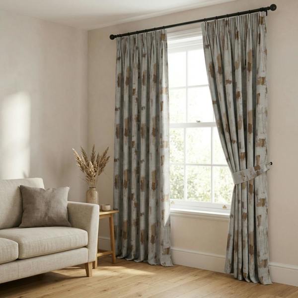 Bamford made-to-measure curtains in Ochre, styled in a living room