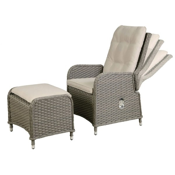 3pc Garden Reclining Bistro Set - Rattan Wicker - Outdoor Chairs & Coffee Table - LoopsDirect