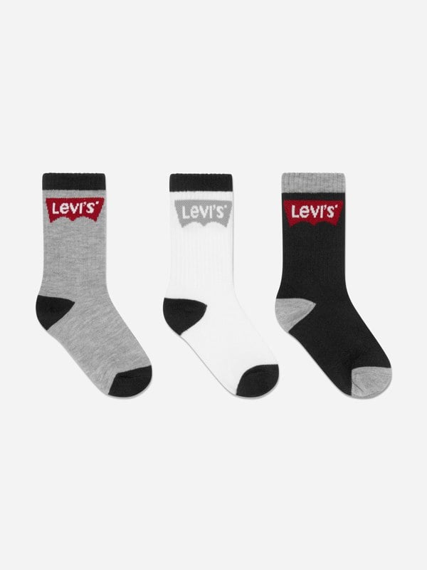 Levi's Kids Wear Levi's Boys Batwing Regular Cut Socks Set (3 Pack) in Black