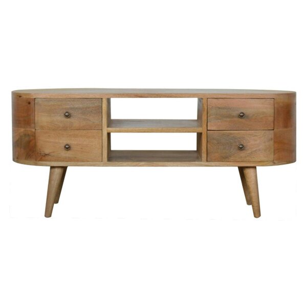 Wyld Haus Padua Round Natural Mango Wood Entertainment TV Unit 4 Drawers