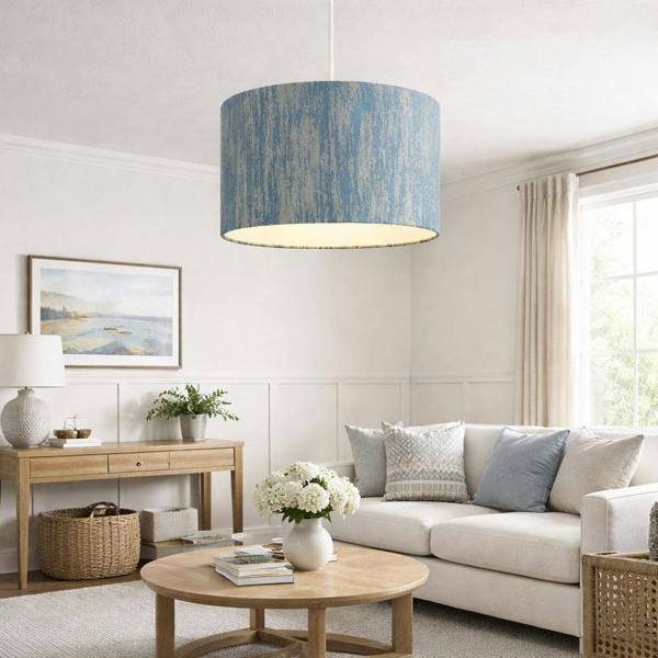Pagazzi Lighting Canterbury 30cm Blue Jacquard shade