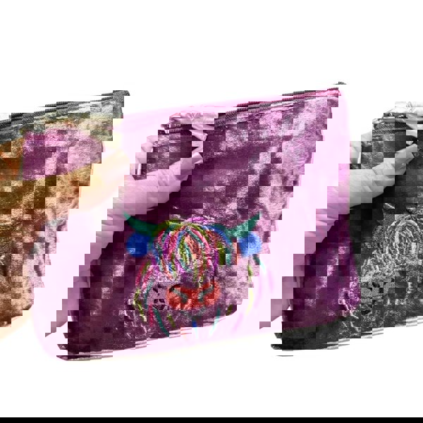 Earth Squared Highland Cow Soft Silk Velvet Ladies Coin Purse