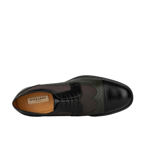 Embassy London Orlando - Grey, Black & Green - Men's Leather & Suede Oxford