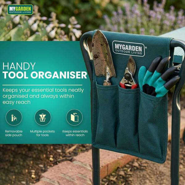 My Garden Outdoor Living My Garden Kneeler & Stool with Handles-3-in-1Folding Garden Weeding Stool, Garden Kneeling Bench with Tool Bag & Claw Gloves