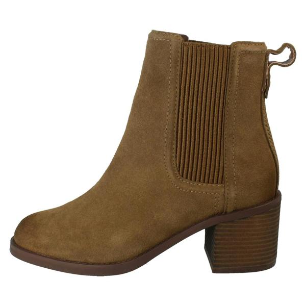 Clarks Ladies Clarks Block Heel Pull On Leather Ankle Boots Chamberly Top
