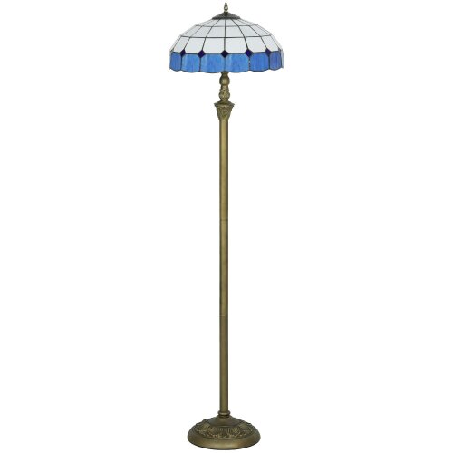 Wyld Haus Luel Metal And Glass Bronze And Blue Tiffany Style Floor Lamp With Handcrafted Shade