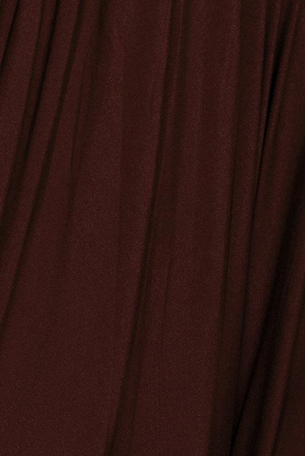 Gathered Bardot Maxi Dress With Front Split - Dark Brown DR2873