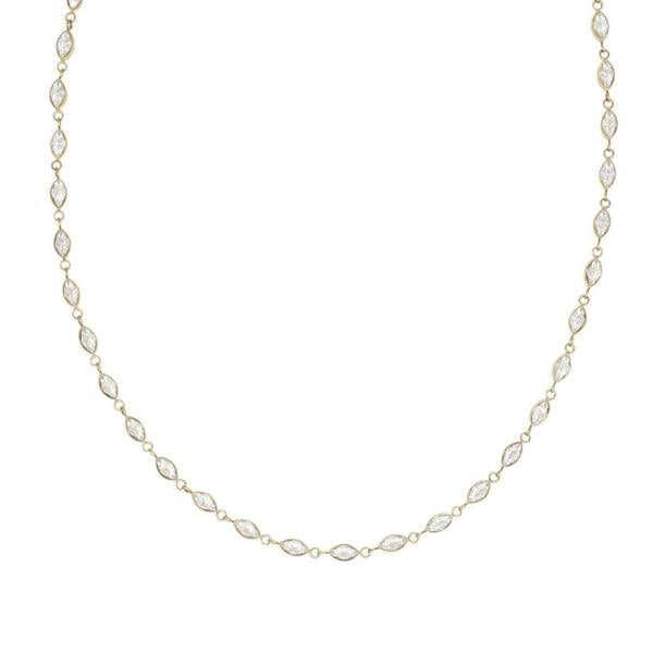 Say It With Marquise Tennis Necklace - Yellow Gold