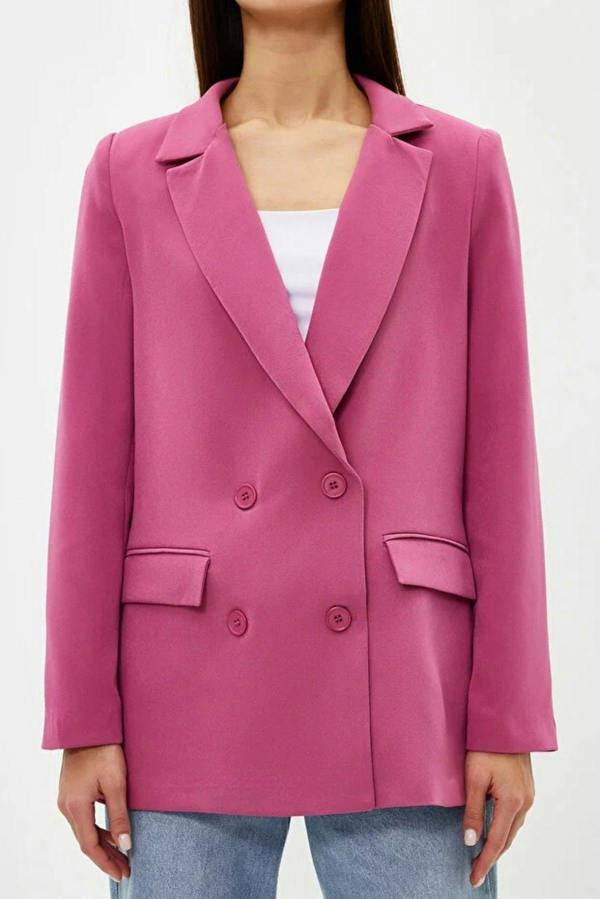 WOVCOR Lined Woven Blazer Jacket with Button Detail