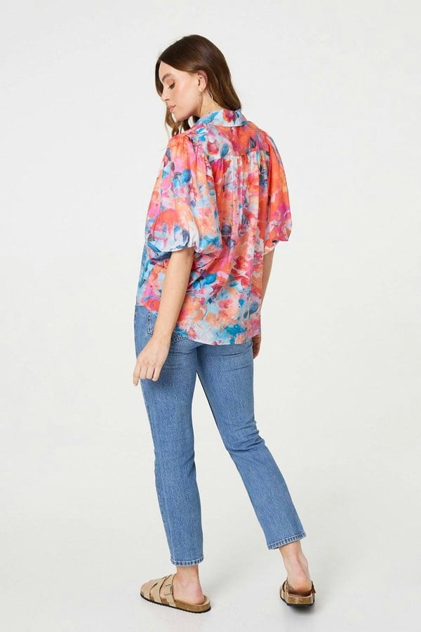 Orange | Abstract Print 1/2 Sleeve Shirt
