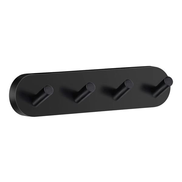 Matt black quadruple towel hook