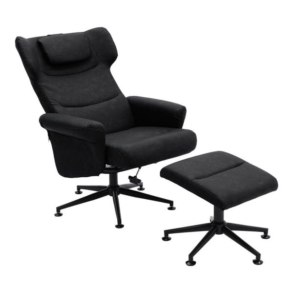 Livingandhome Faux Leather Swivel?Armchair with Footstool, ZH1485 Living and Home