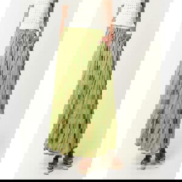 Blue Vanilla Gold Foil Print Peplum Hem Skirt