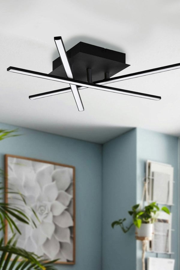EGLO Lasana 3-Light Criss-Cross LED Black Ceiling Light