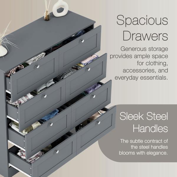 Vida Designs Altino 8 Drawer Chest, Black