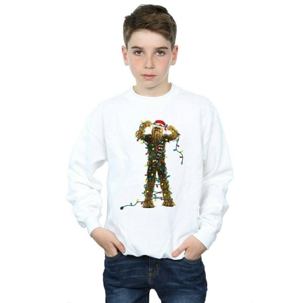 Star Wars Boys Chewbacca Christmas Lights Sweatshirt - White