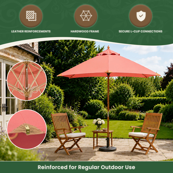 3.5m Premium Hardwood Garden Parasol Umbrella