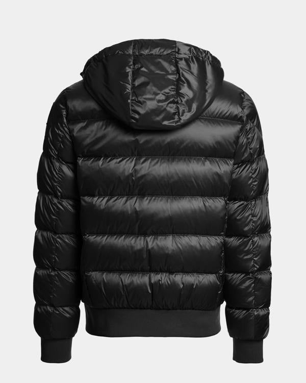 Parajumpers Pharrell Mens Hooded Down Bomber Jacket - Black 541, front