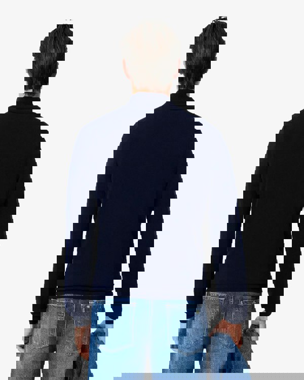 Lacoste High Neck Zipped Cotton Mens Sweater - Navy Blue 166