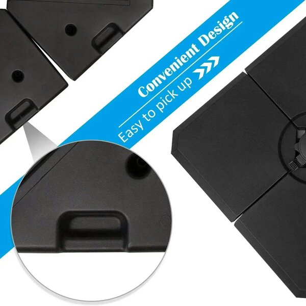 Bobobiy Set of 4 Parasol Base Stand Weights for Cantilever Parasols, Water and Sand Filled, Up to 120kg, Black