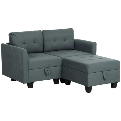Wyld Haus Bakeli Dark Grey Modular L Shaped Sofa With Integrated Storage