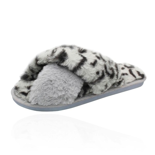 Luna Charles Noelle Leopard Print Slippers - Grey