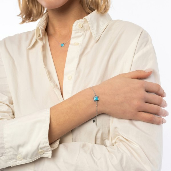Spero London Turquoise Square Sterling Silver Necklace